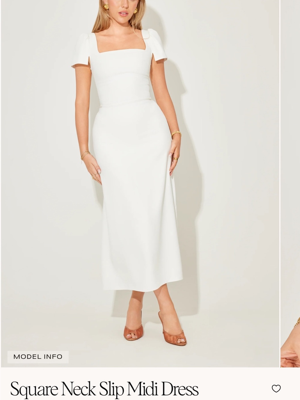 Odd Muse square neck slip midi in white M